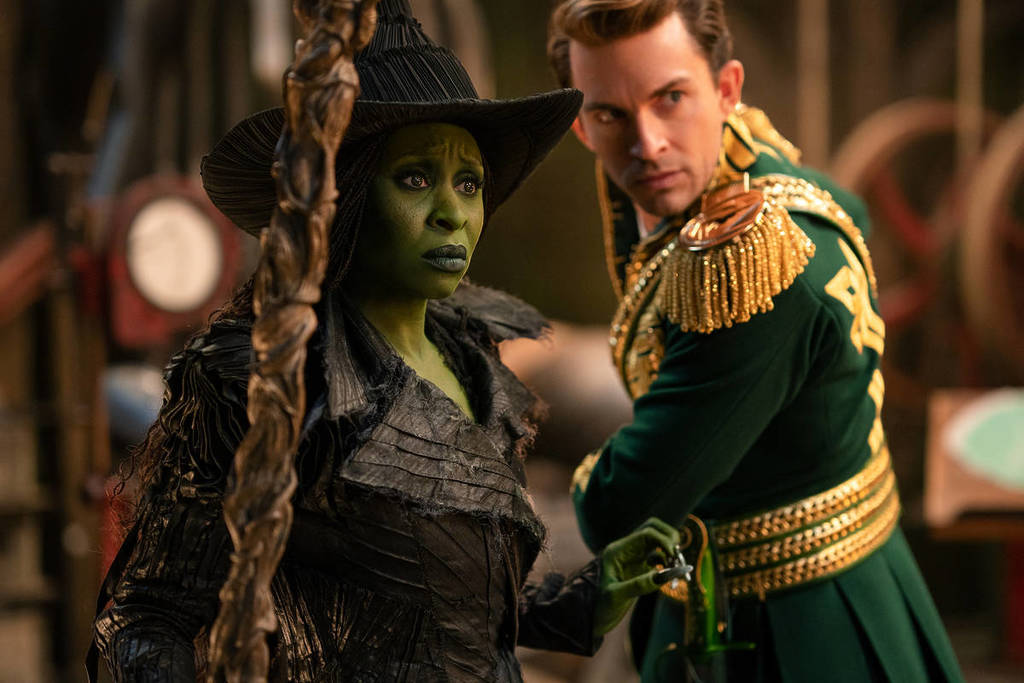 L to R: Cynthia Erivo is Elphaba and Jonathan Bailey is Fiyero in WICKED FOR GOOD, directed by Jon M. Chu.