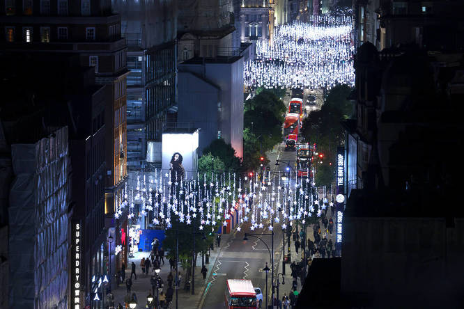 a view of the oxford street christmas lights