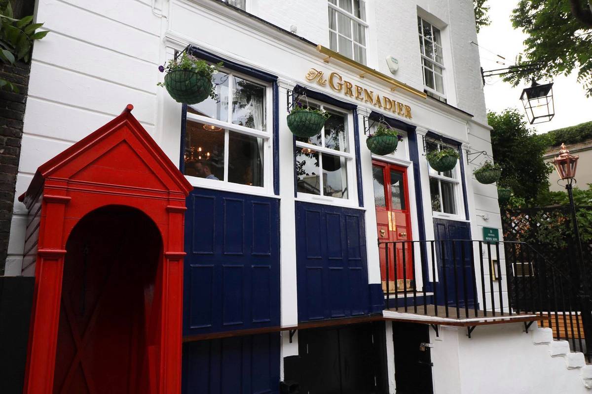 Exterior to The Grenadier pub in Belgravia, London.
