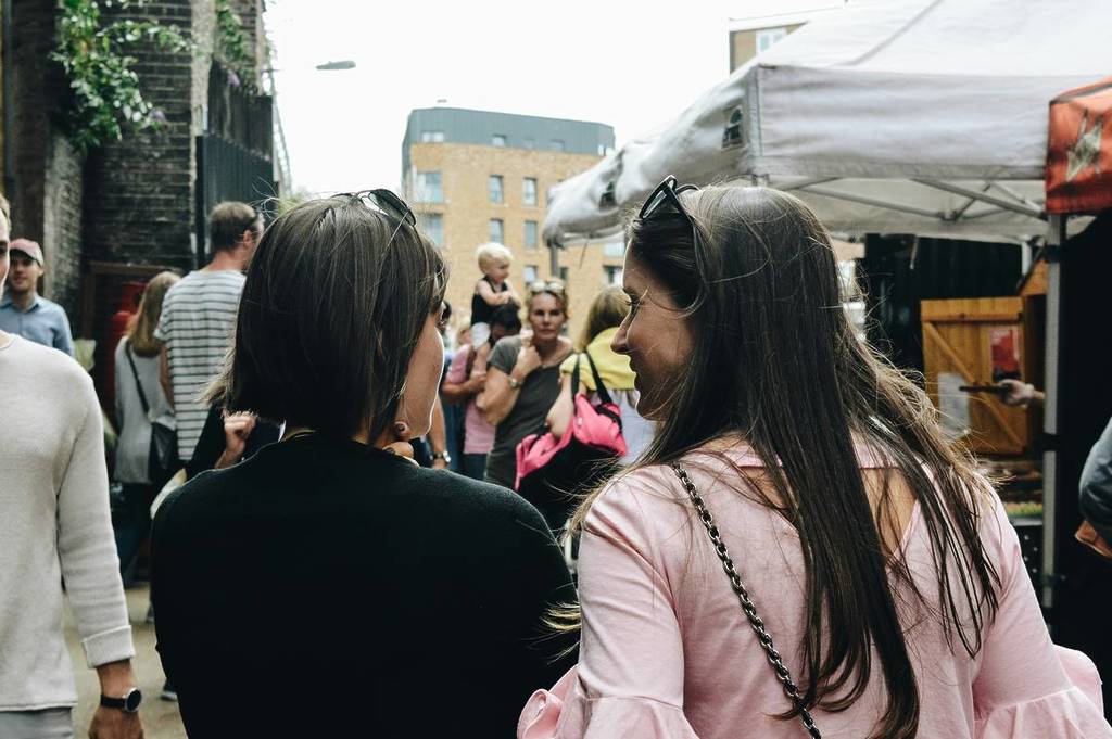 Two women on a walking music tour
