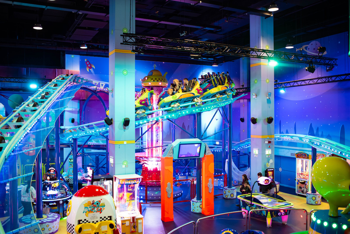 the inside of indoor amusement park Babylon Park