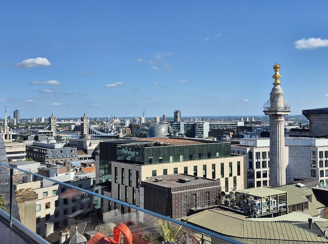 View from Wigtail rooftop bar in the City of London.