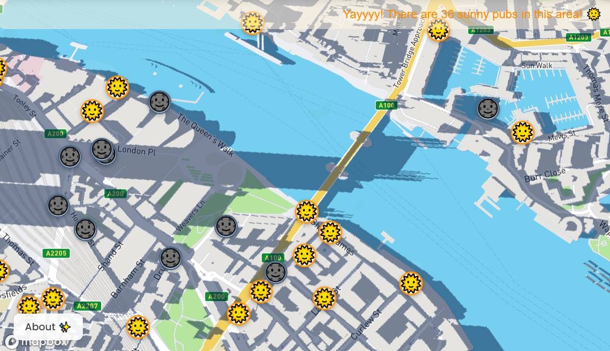 Diese interaktive Karte von London verrät in Echtzeit, welche Biergärten direkt in der Sonne liegen Diese interaktive Karte von London verrät in Echtzeit, welche Biergärten direkt in der Sonne liegen