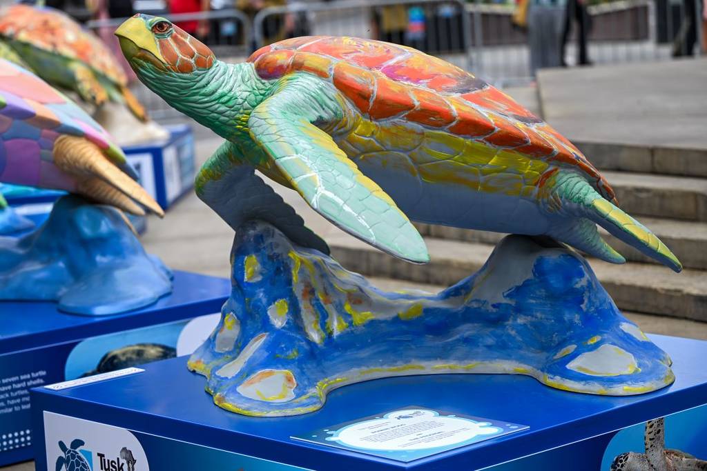 Turtle sculpture as part of the Tusk turtle trail in London