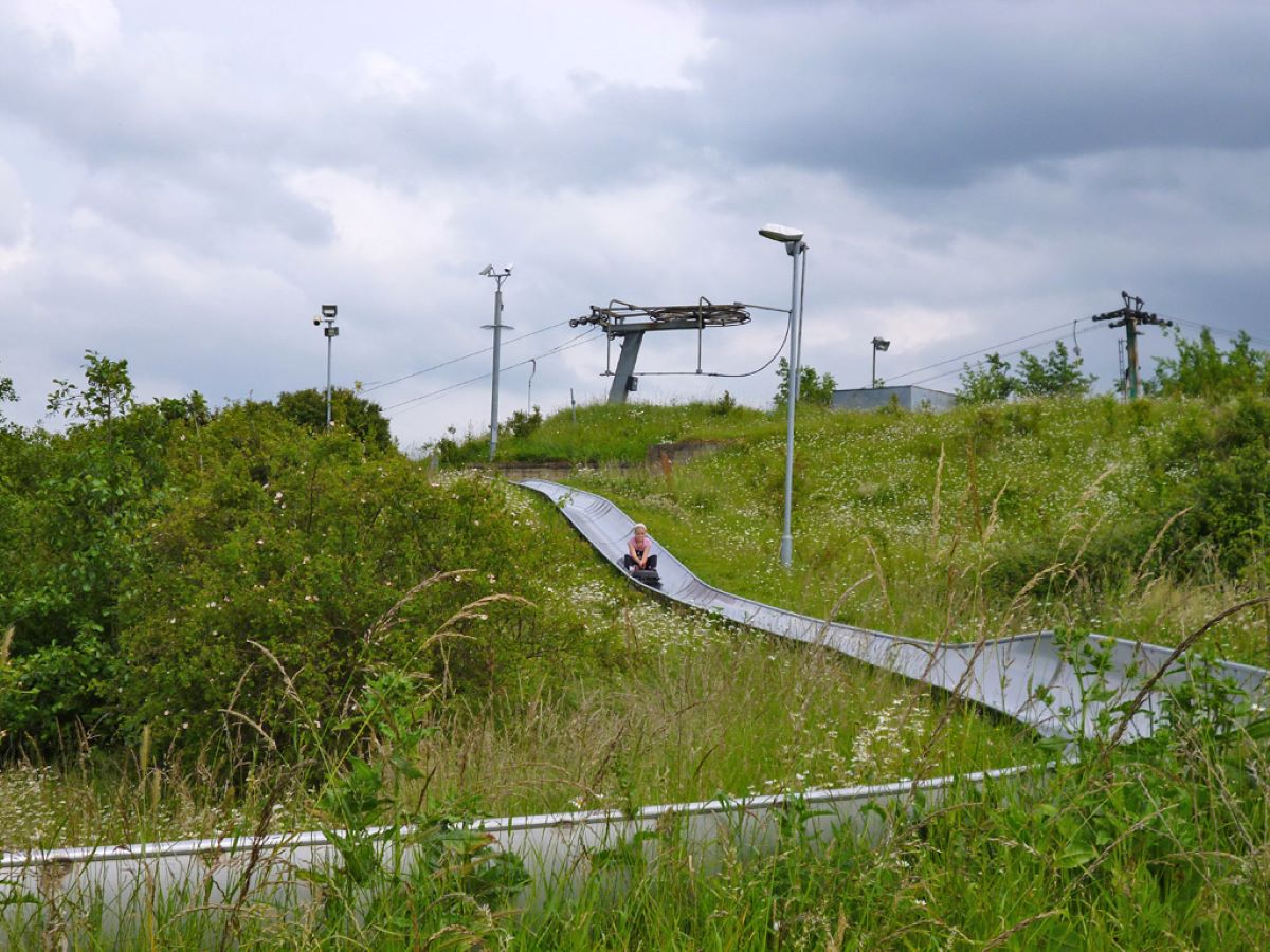 Somebody riding on a toboggan run in Chatham