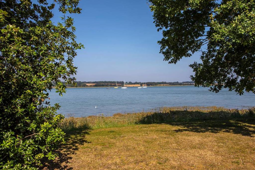 A view of a river through some trees