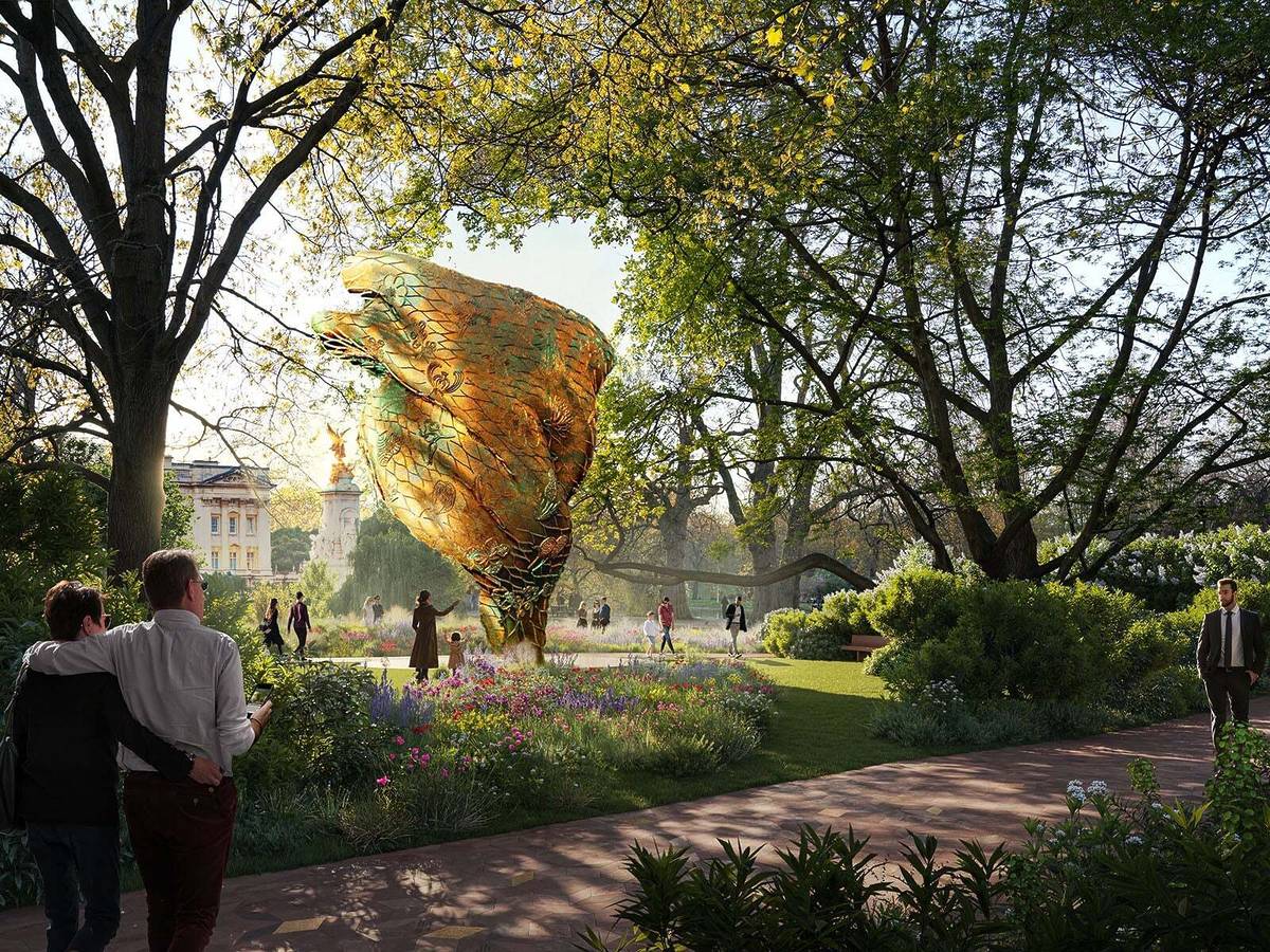 A mock up of a section of the soon-to-be-built Queen Elizabeth II Memorial