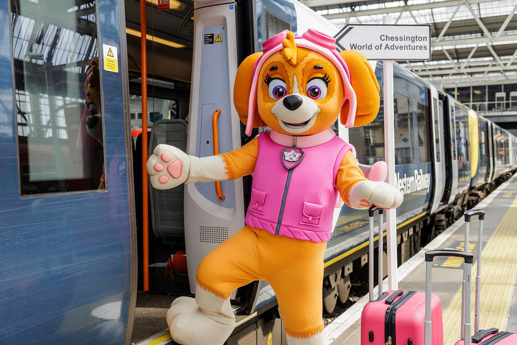 PAW Patrol pup, Skye, was spotted catching a train to Chessington World of Adventures from London Waterloo station.