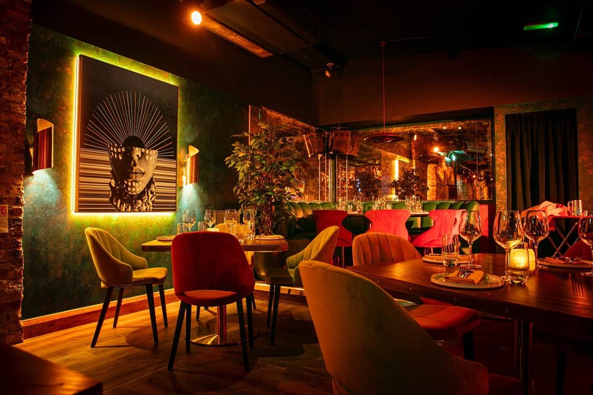 Latin-inspired interiors at Inca restaurant in Mayfair, London.