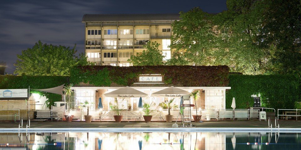 the lido cafe at night