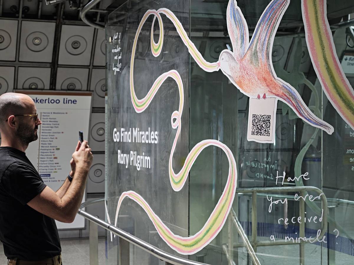 Rory Pilgrim, 'Go Find Miracles', 2025. Waterloo Underground station. Commissioned by Art on the Underground.