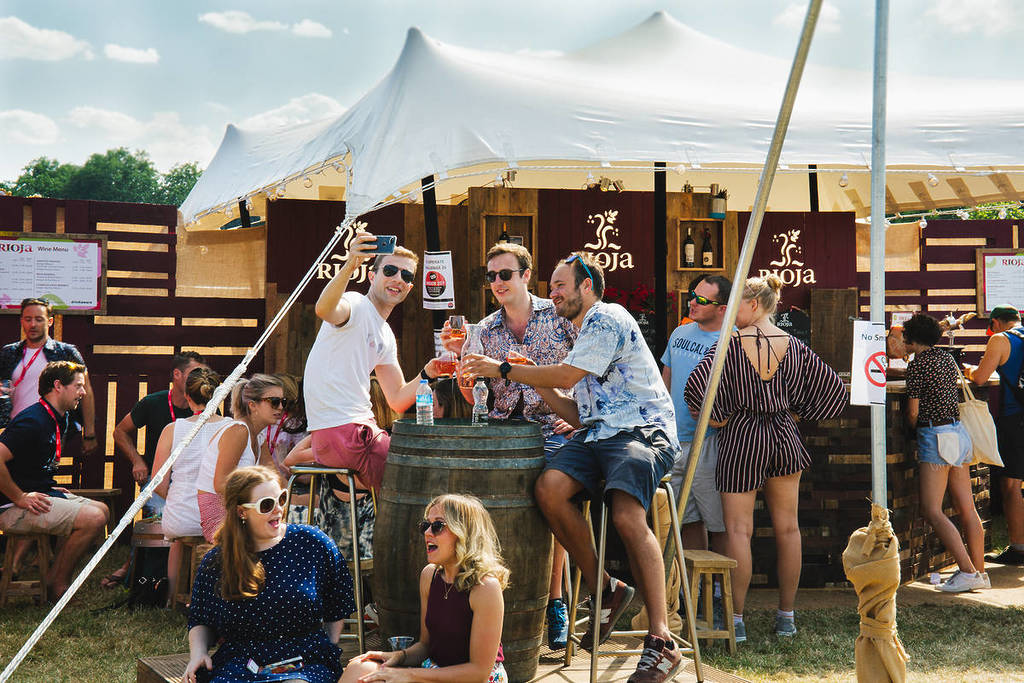 Groups of friends enjoying wine at the Rioja Terrace at Citadel Festival 2018. London