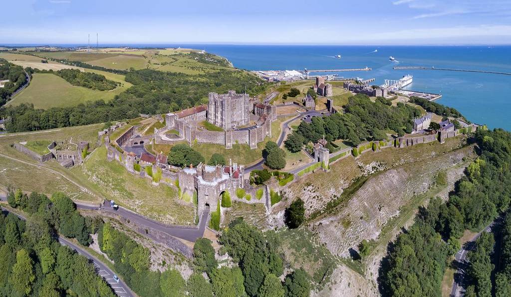 an aerial shot of dover castle