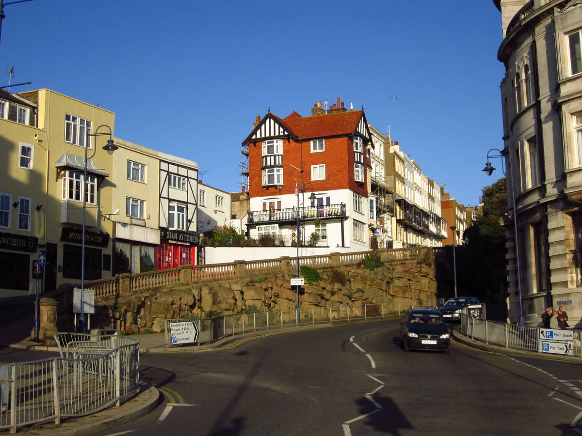 A street in Ramsgate under a bright blue sky