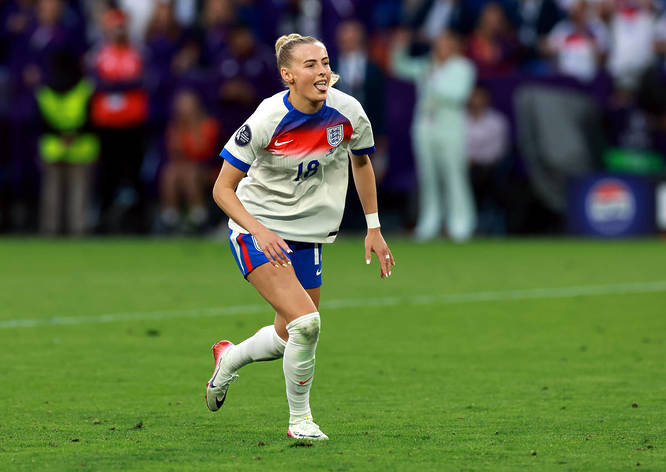 Chloe Kelly after dispatching the winning penalty in the final of Euro 2025