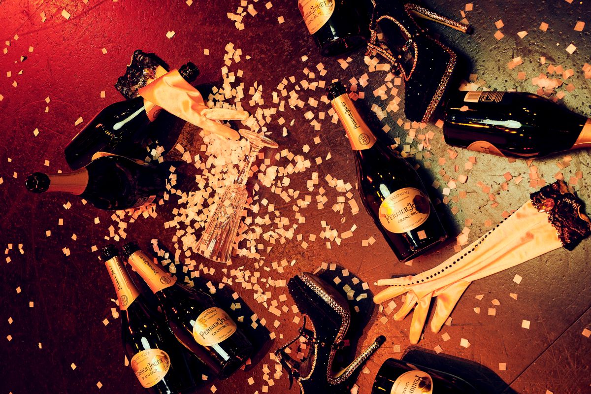 bottles of bubbly on the floor