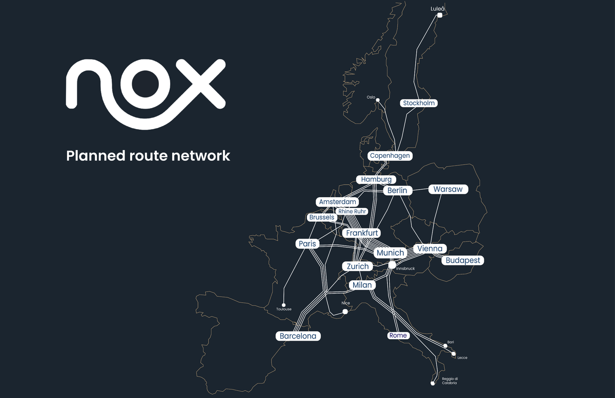 the prospective route map of Nox's new train network
