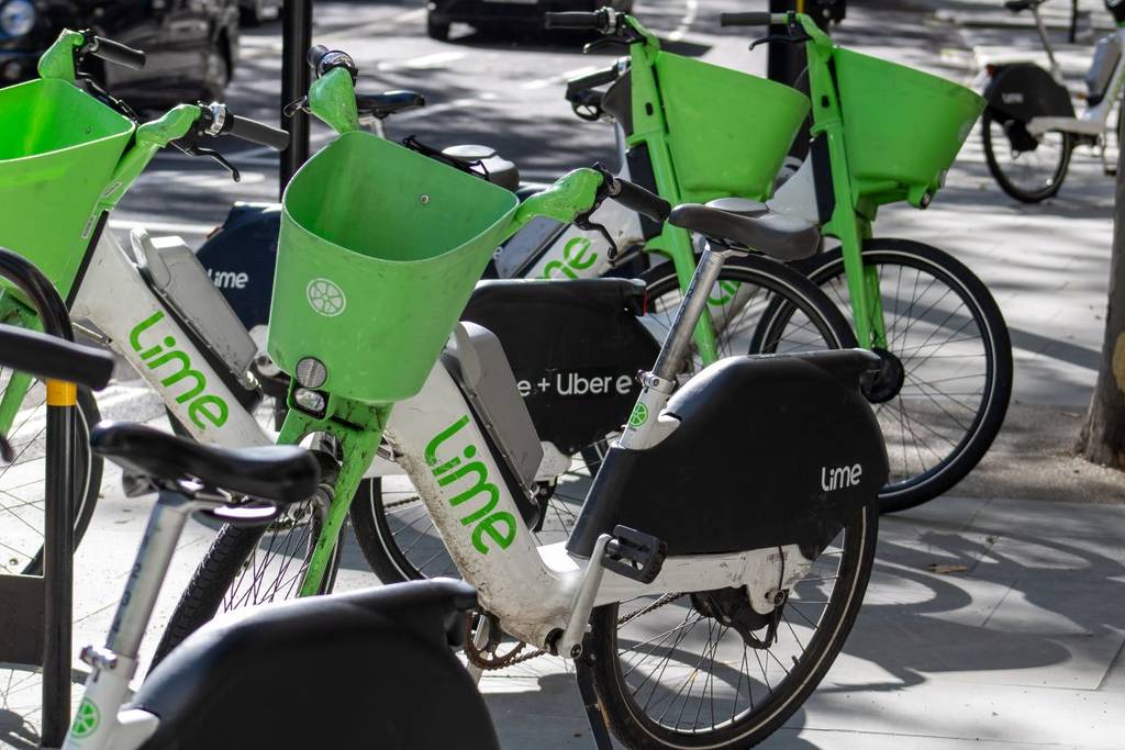 Picture of Lime Bikes parked up in London
