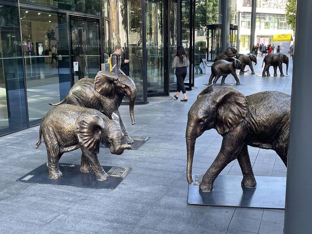 Bronze Elephants statues in Spitalfields