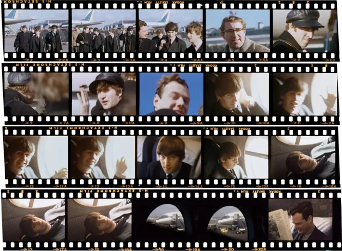 At London Airport (with Brian Epstein, Mal Evans, and Neil Aspinall) for Pan Am flight 101 to New York City, 7 February 1964. Photograph: Paul McCartney