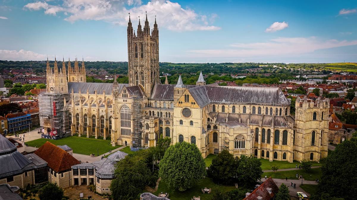 Canterbury Cathedral - aerial view - CANTERBURY, ENGLAND - MAY 25, 2024