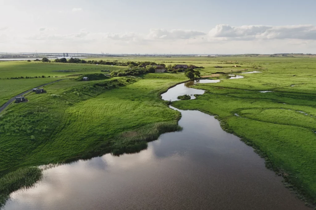 elmley nature reserve aerial shot
