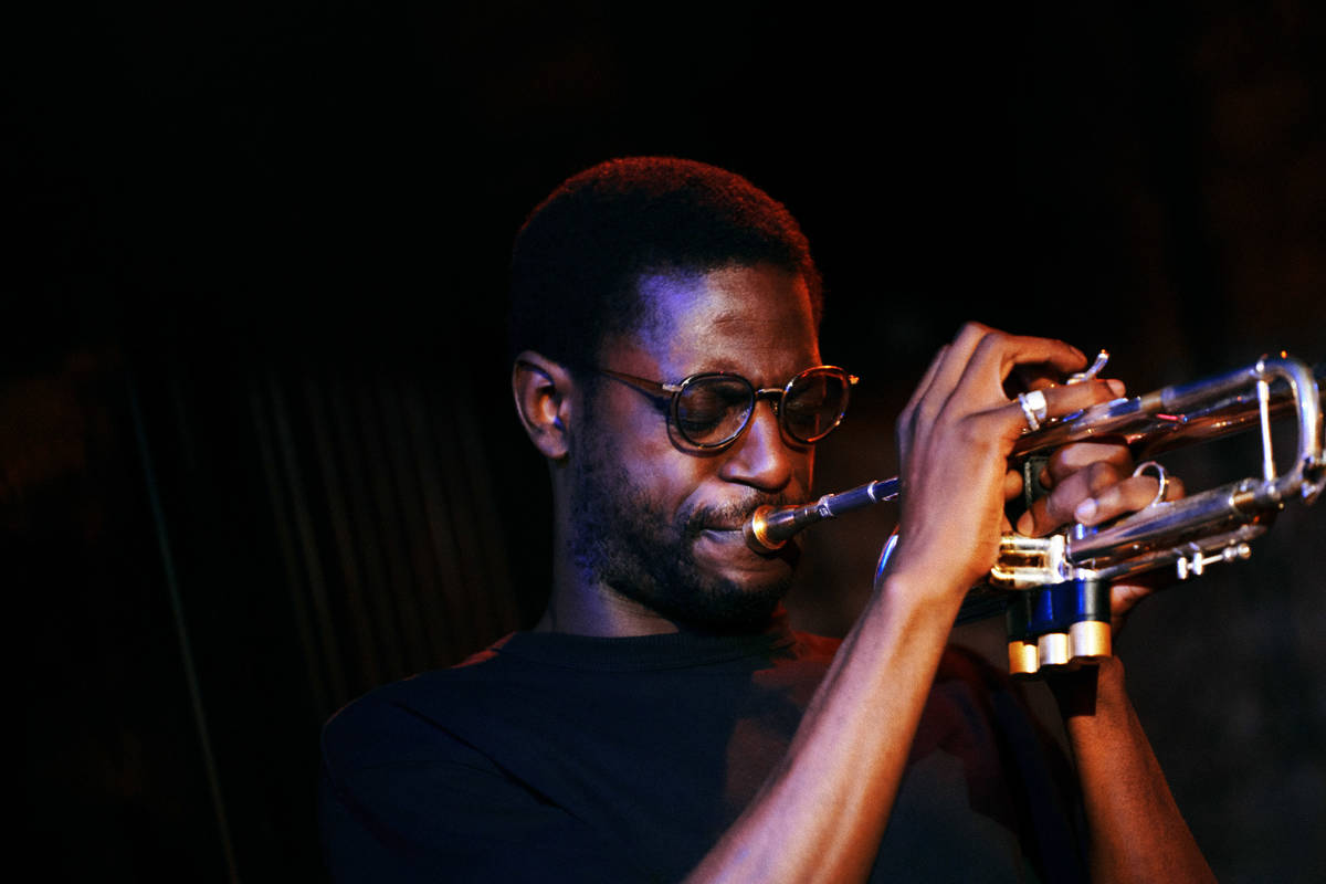 a jazz musician playing the trumpet