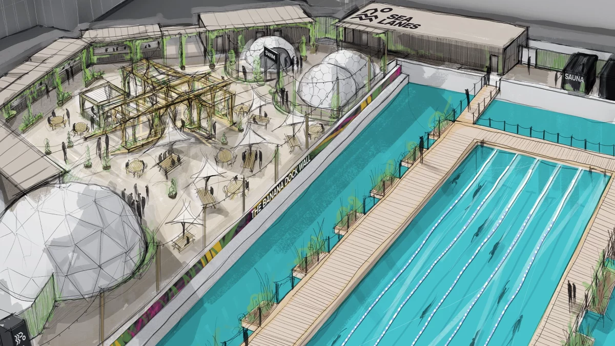 An Olympic-Sized Floating Lido Is Set To Open In East London In 2026 An Olympic-Sized Floating Lido Is Set To Open In East London In 2026