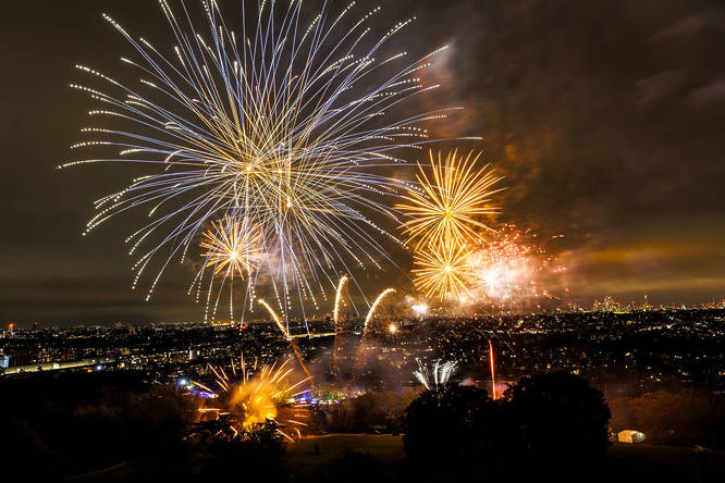 Stunning shot of the fireworks going off in all directions