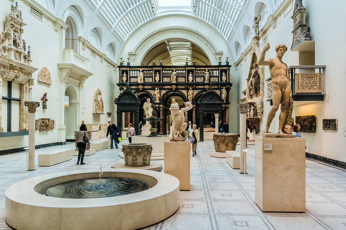 Sculptures on display at the V&A Museum in Knightsbridge, London.