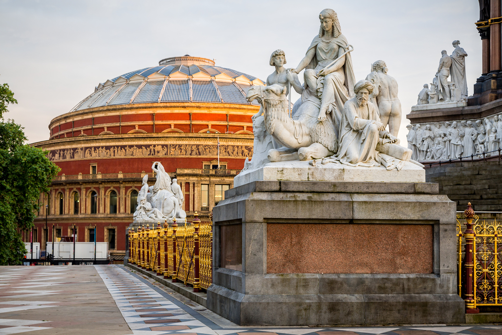 Exterior to the Royal Albert Hall from one of their sculptures.