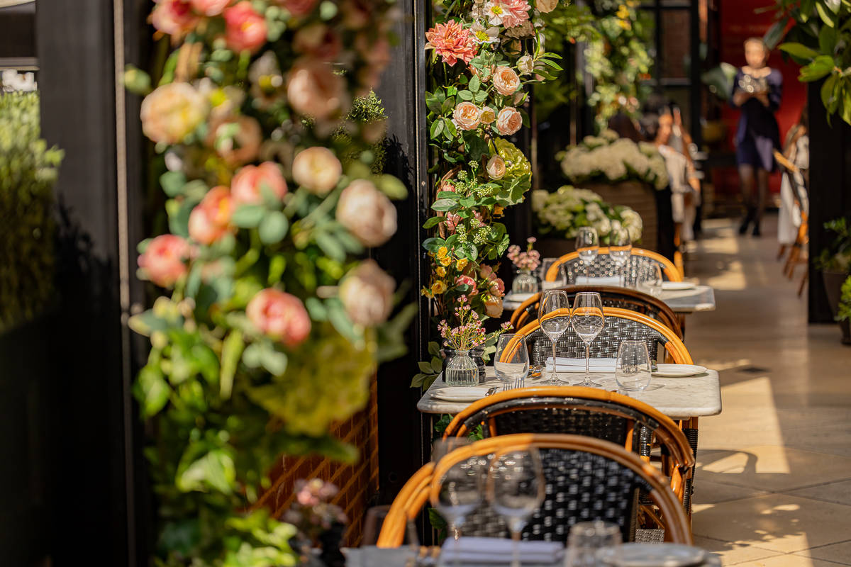 Flowers and foliage on the walls of Dalloway Terrace