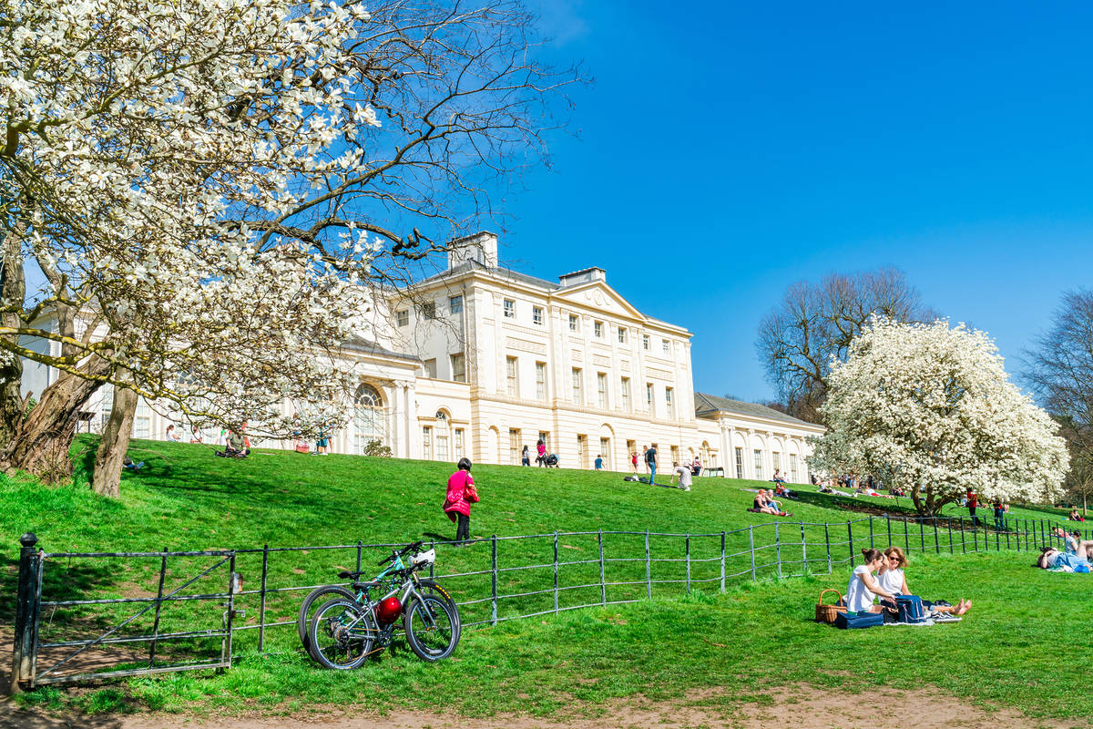 People enjoying a sunny day near Kenwood House