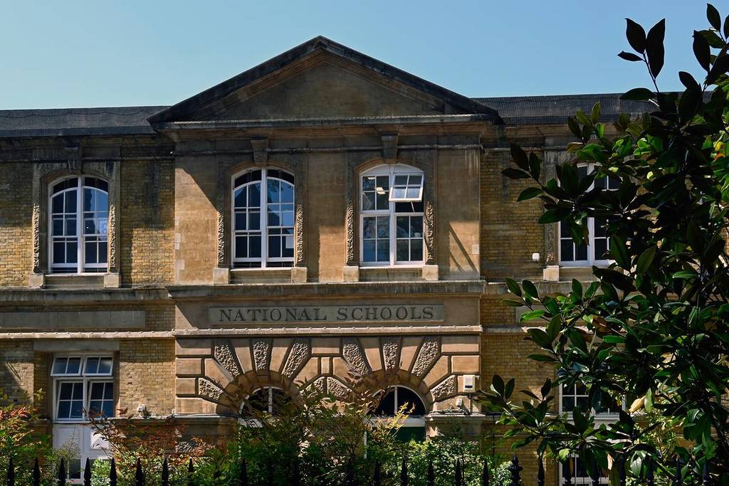 LONDON, UK - APRIL 29, 2025: Front facade of St Marylebone School in Marylebone High Street - a Georgian school building