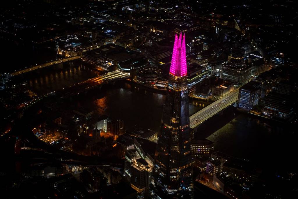 The Shard lighting up pink for Breast Cancer Awareness Month