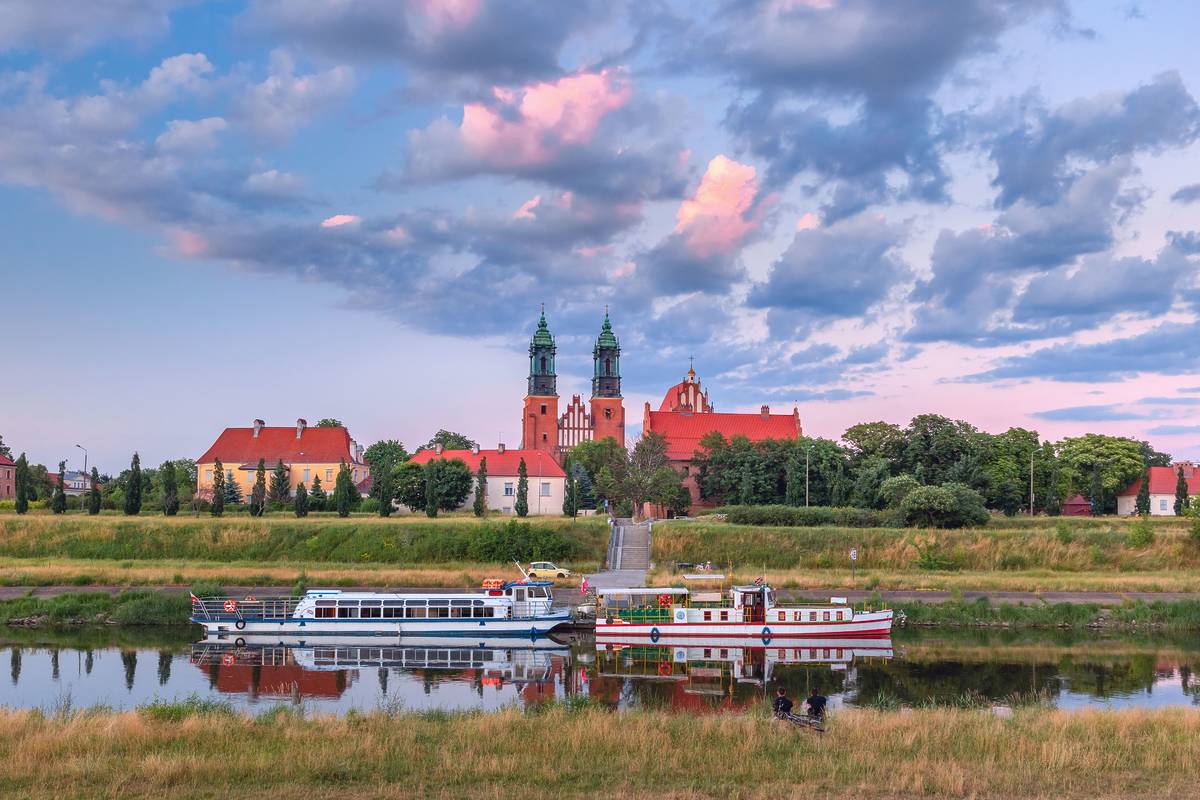 A view of Poznan cathedral from across the river