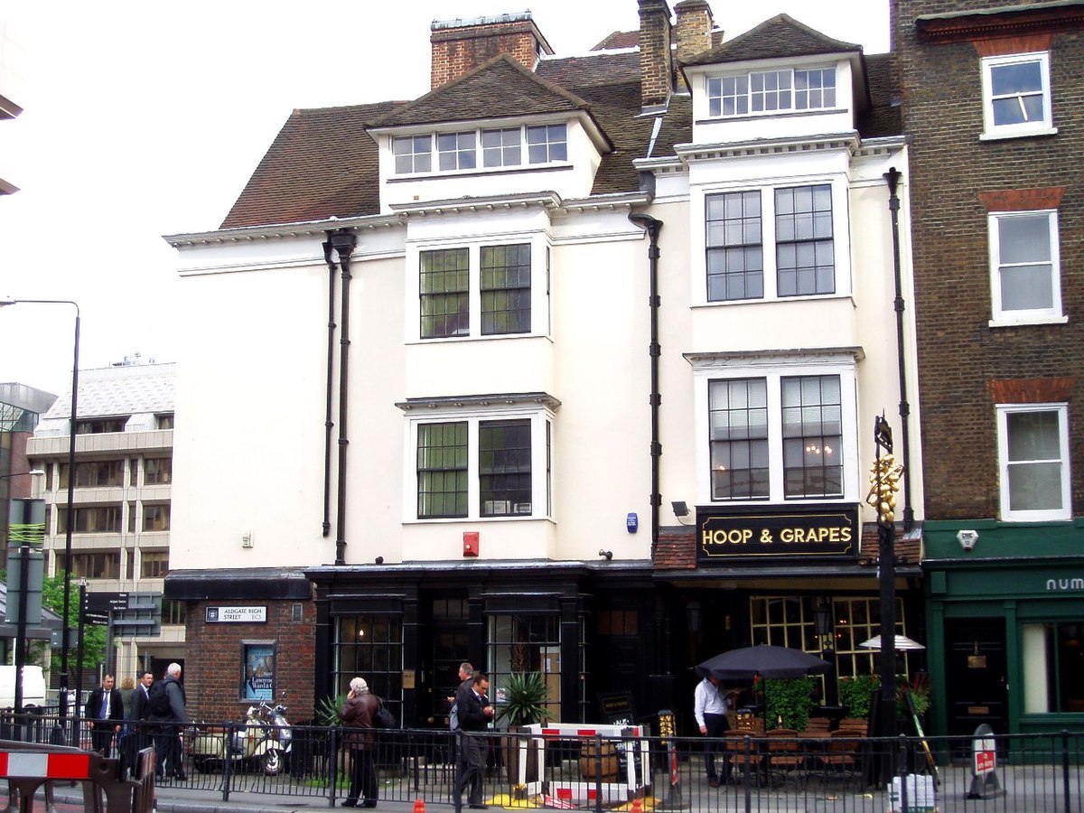 The exterior of the Hoop and Grapes pub