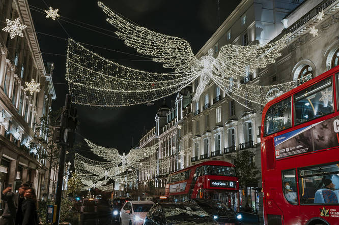 Regent Street Lights sparkling in London at Christmas