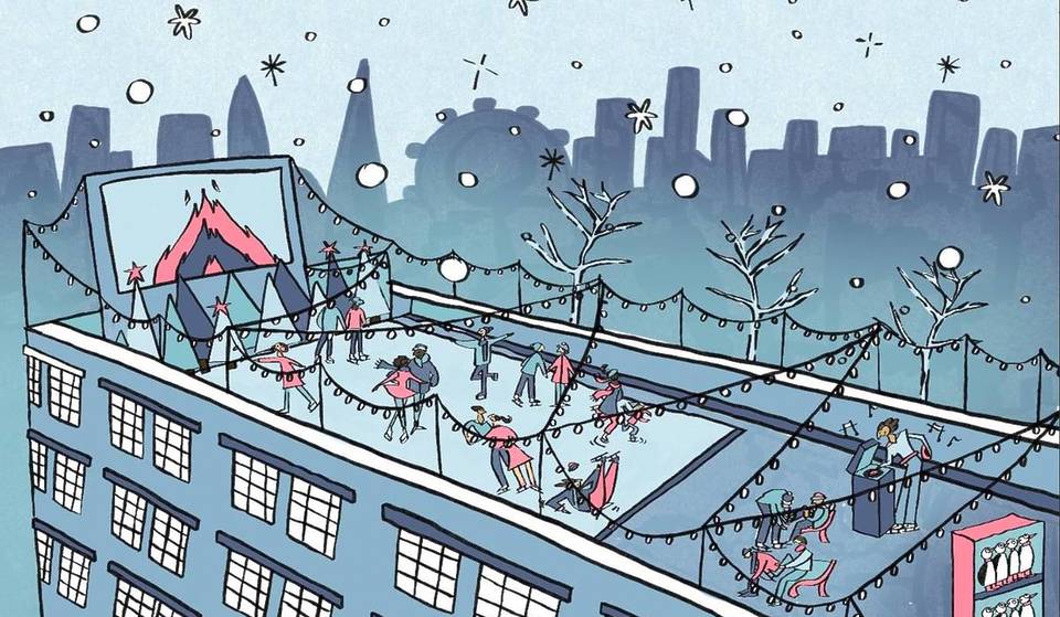 Londons höchste Eislaufbahn wird nächste Woche hoch über der Stadt eröffnet &#8211; mit atemberaubendem Blick auf die Hauptstadt, festlich funkelnden Lichtern und einer versteckten Weihnachtsbar