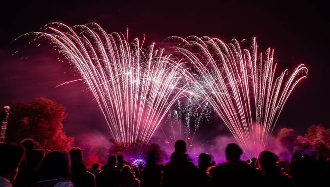 Fireworks lighting up the sky at Battersea Park in 2021