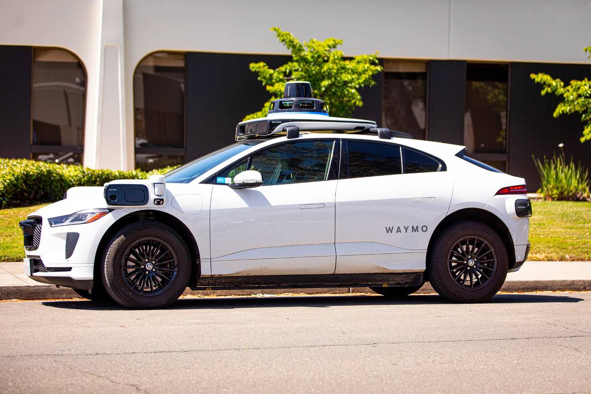 A Waymo driverless car on a street in the USA