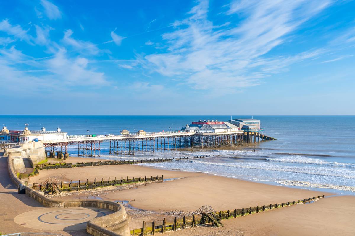 Cromer pier from an elevated viewpoint on a Spring day