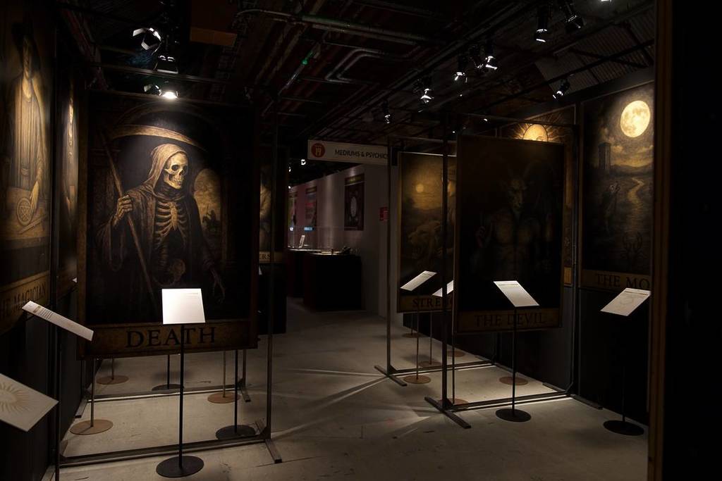 a gallery of giant tarot cards