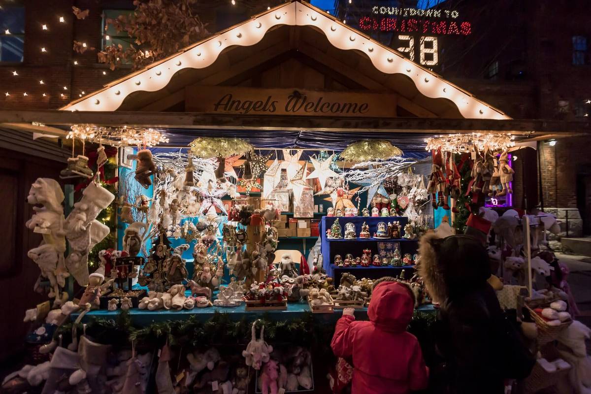 a festive christmas market stall at chelsea winter village