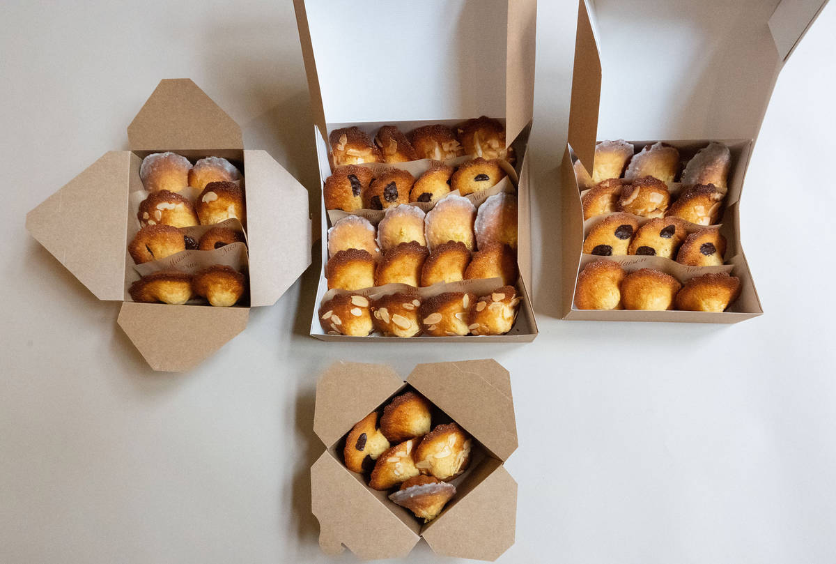 Boxes of madeleines from Maison Nari Bakery in London.