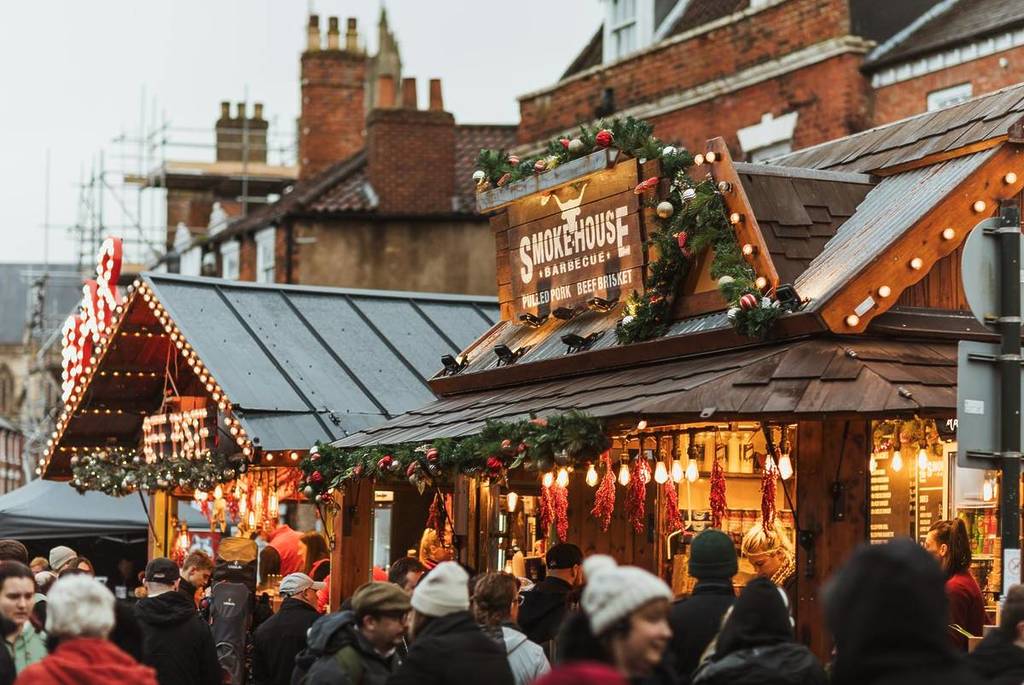Puestos en el mercado navideño de Beverley
