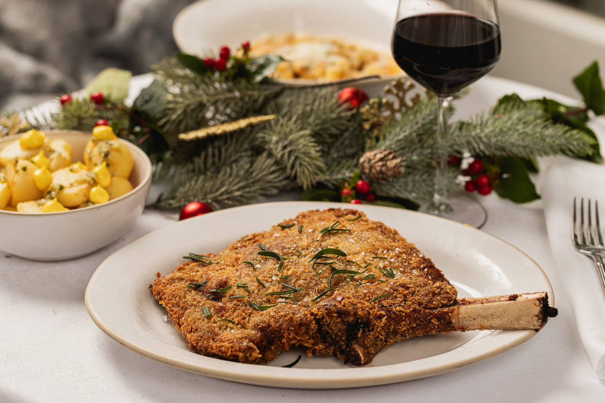 a variey of seasonal food, ranging from gnocchi to a schnitzel on the bone dish