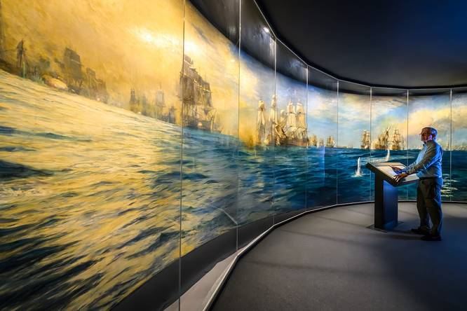 A visitor at Portsmouth Historic Dockyard