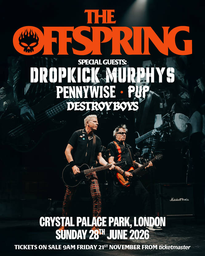 The Offspring concert poster with Dropkick Murphys, Pennywise, PUP, and Destroy Boys