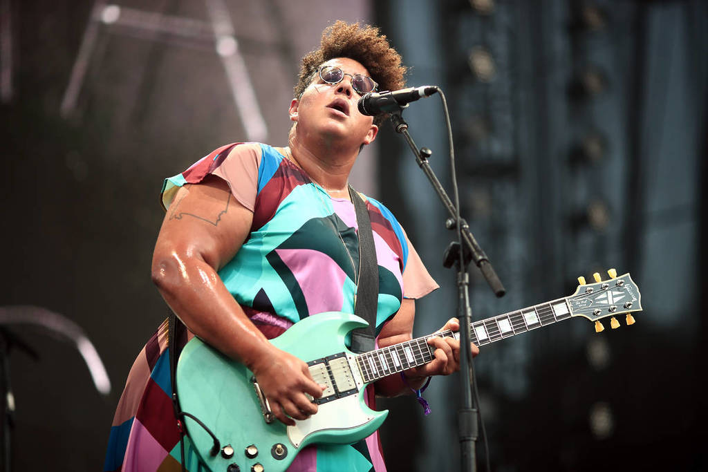 Musican Brittany Howard of musical group Alabama Shakes performs on The Oaks stage during Arroyo Seco Weekend at the Brookside Golf Course at on June 24, 2017 in Pasadena, California